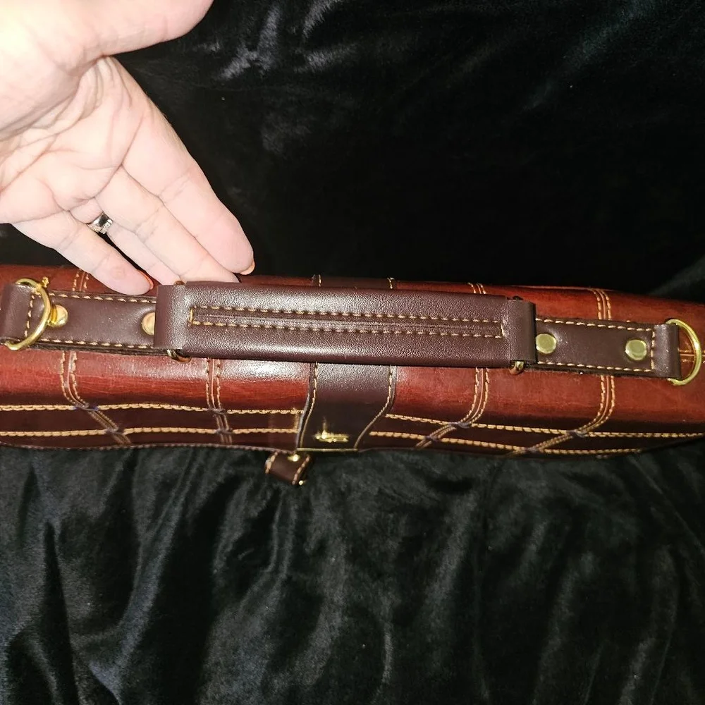 Men's Gorlent Brown Tan Leather Briefcase One Size